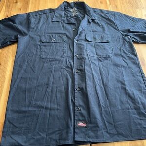 Dickies TempControl Cooling Work Shirt Navy Button Front Size Large